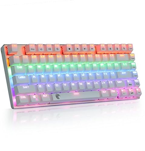 Easterntimes 81 Keys Anti-Ghosting Mechanical Keyboard Colorful Backlit Gaming Keyboard with Blue Switches Transparent Light-permeable 9 DIY Key Caps Covers (Gold)
