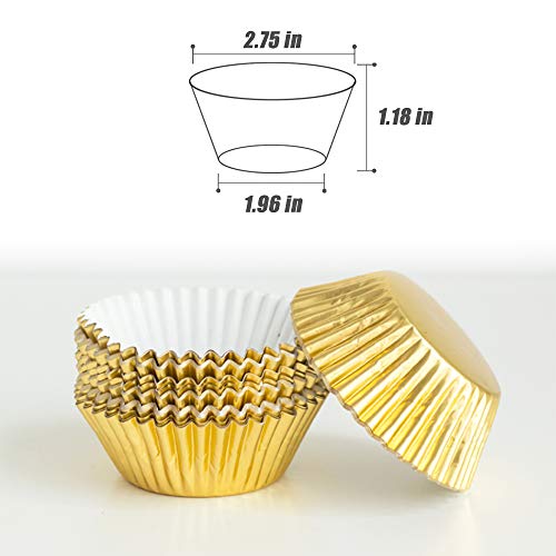Gold Cupcake Liners,GOLF Standard Gold Foil Cupcake Liners Wrappers