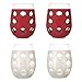 Lifefactory 11-Ounce BPA-Free Indoor/Outdoor Wine Glass with Protective Silicone Sleeve, Revelry Red/Winter White, Set of 4