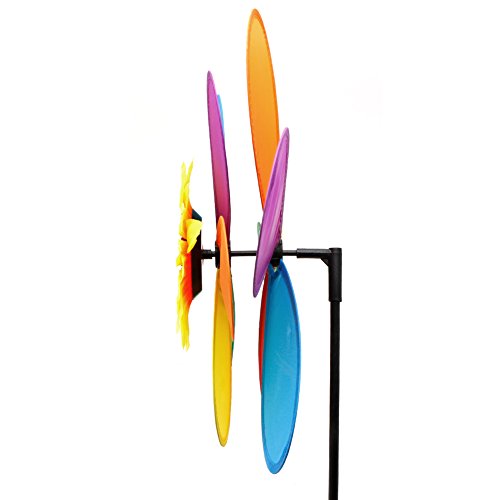 Onpiece Sunflower Windmill Wind Spinner Rainbow Whirligig Wheel For Home Yard Decoration
