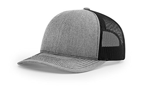 Richardson heather grey/black 112 mesh back trucker cap…
