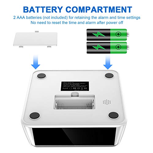 Dual Alarm Clock with USB Charger,Alarm Clock Charging Station Dock
