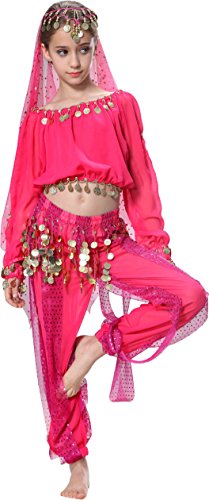 Fairycece Kids Belly Dance Harem Pants 3T 4T 4 Hot Pink