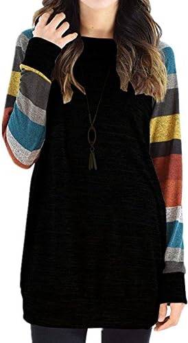 AmySister Women's Pullover Crewneck Knitted Jersey Sweatshirt Top Tunic L blackorange