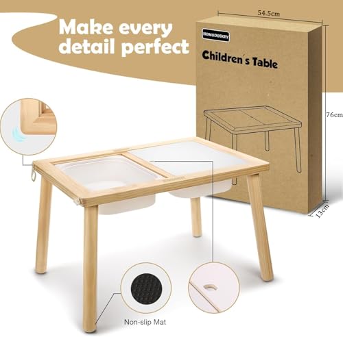 Homodoskey Sensory Table, Study Dining Toys Storage Table for Kids, Activity Table with Storage Bins-Multifunctional Toddler Activity Table Promotes Sensory Experiences and Growth