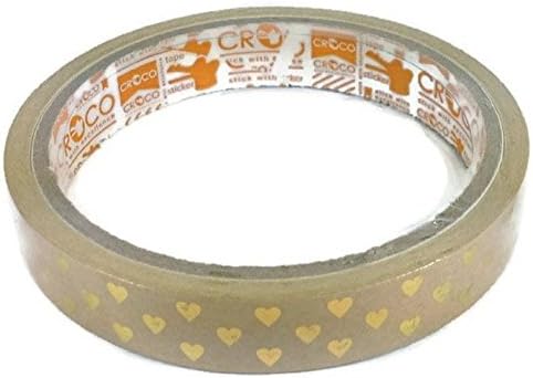 Chic CROCO Glossy Printed Sticker Roll, Gold Heart craft paper