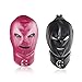 2x Leather Bondage Hood - Pink & Black - Zipper Blindfold Eyes & Mouth, Posture Collar & O-Rings, Lace-Up