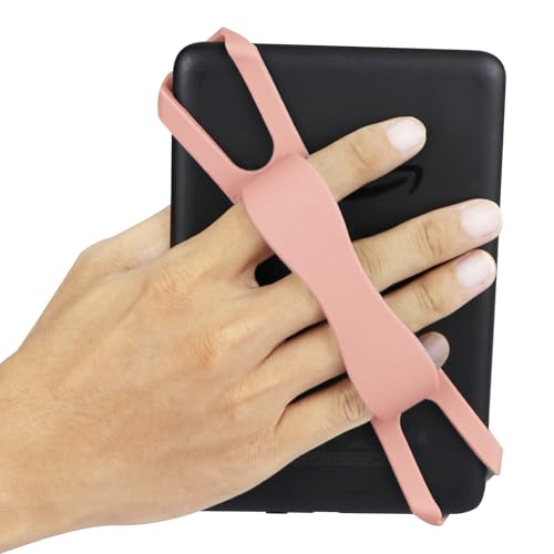 ZhaoCo Universal Non-Slip Silicone Hand Strap Finger Grip Holder for 6-8" Kindle eReaders Fire Tablet - Kobo/Voyaga/Lenovo/Sony Kindle E-Book Tablet (Pink (New Version))