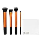 Real Techniques Cruelty Free Flawless Base Set, Synthetic Bristles Includes: Contour, Detailer, Buffing & Square Foundation Brushes