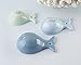 Kate Aspen Ceramic Whale Shaped Set, Half Tablespoon & Teaspoon Measuring Spoons, One Size, Blue and Gold