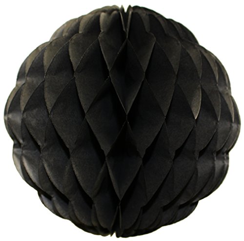 3-pack 14 Inch Honeycomb Scalloped Tissue Ball Party Decoration (Black)