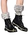 Pangda 4 Pairs Women Faux Fur Boot Cuff Leg Warmers for Winter - Furry Fuzzy Knitted Boot Socks