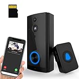 【32GB Preinstalled】WiFi Video Doorbell Camera 1080P HD with Chime, No Monthly Fees, Wireless Doorbell with 2 Way Audio, Motion Detector, Night Version, Rechargeable Batteries, IP65 Waterproof Geoyeao