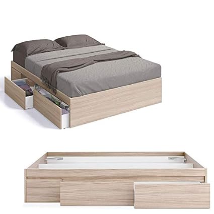 HABITMOBEL Cama con 4 cajones para somier de 150x190 Parte Inferior ...