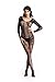 Amoretu Women Fishnet Crotchless Bodystocking Lingerie Floral Pattern Tights