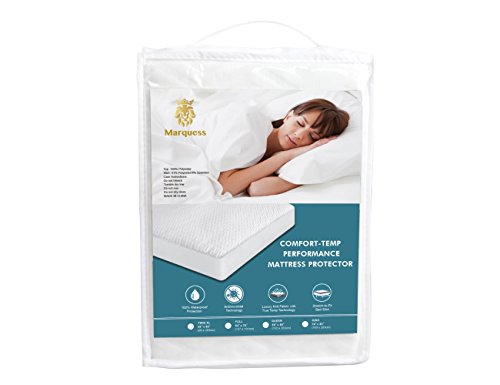 Marquess Mattress protector— Waterproof & Hypoallergenic Encasement Mattress Pad, Dust Mite Proof, Smooth & Luxury Fabric-Antimicrobial Technology Queen Size by White