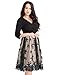 GRAPENT Women's Plus Size 3/4 Sleeve Surplice Sequin Mesh A Line Skater Dress Champagne Black 14W