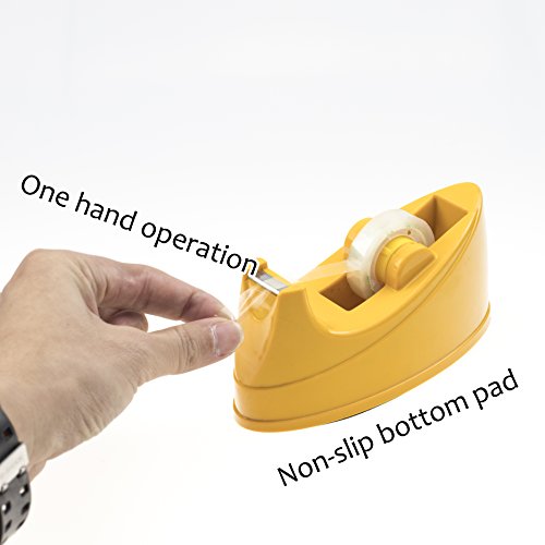 Prosun Desktop 1/4'', 1/2'' Tape Dispenser, Office and School Clear Tape Cutter, Modern Simple Design, TG07-YLW