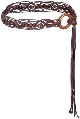 Simplee Bohemian Braided Waist Belt with Wooden Beads  display picture 2
