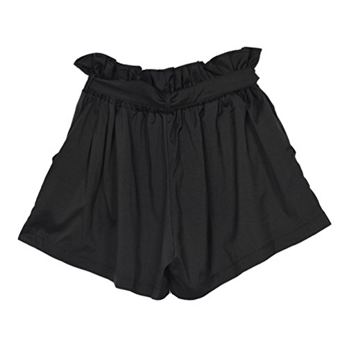 Han Shi Women Fashion Shorts Elegant High Waist Classics Casual Pants with Belt (Black, S)