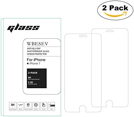 WBESEV Screen Protector 2Pack for iPhone 7 Tempered Glass 9H