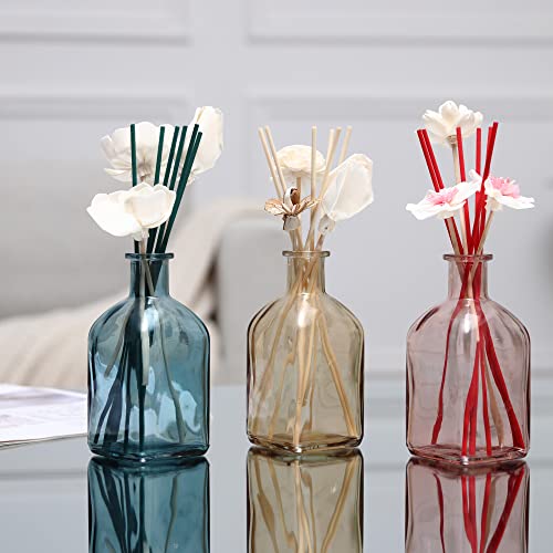 GMWD Glass Flower Vase Set of 6 Tall Clear Bud Vases, 14.5 Oz 8 Oz Apothecary Bottle Assorted Color Vases Decorative for Centerpieces Home Decoration Wedding Reception Table Decor