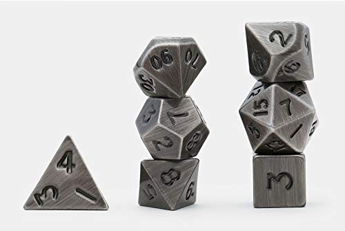 Chessex: 7-Die Set: Solid Metal Dark Metal Color - 27028