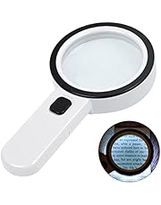 Magnifying Glass with Light, 30X Handheld Large Magnifying Glass 12 LED Illuminated Lighted Magnifier for Macular Degeneration, Seniors Reading, Soldering, Inspection, Coins, Jewelry, Exploring(White)