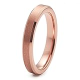 3mm Matte Finish Tungsten Carbide Ring Rose Gold Plated Wedding Band Beveled Edge