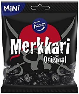 2 Bags x 80g of Fazer Merkkari Original - Finnish - Salty Licorice - Liquorice - Salmiakki - Salmiac - Wine Gums - Candies - Sweets