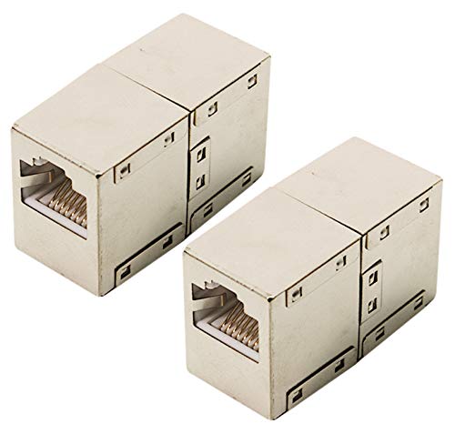 odedo® Set of 2 CAT 6 RJ45 LAN Connectors Network Cable Shielded Metal Patch Coupling Cat6 Inline Coupler STP