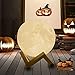 BRIGHTWORLD Moon Lamp, 3D Printing Lunar Lamp Night Light as Kids Women Girls Gift, USB Charging Touch Control Brightness Two Tone Warm Cool White 4.7IN (Upgraded Version)