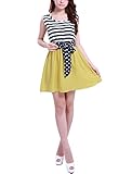Allegra K Women's Sleeveless Scoop Neck Striped Mini Dress