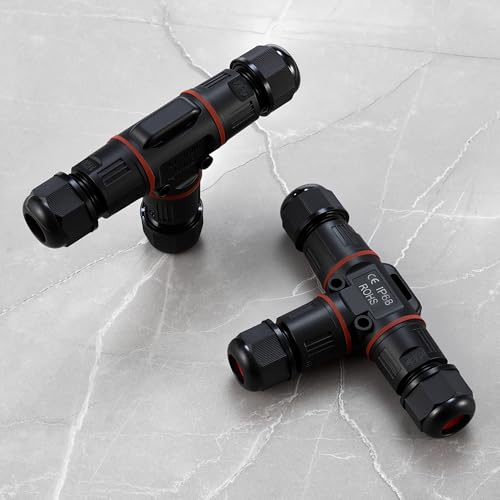 4 Pieces Electrical Connectors for Outdoor Cables IP68, Waterproof Junction Box, 3 Poles, Connector Pond Sleeve Diameter 5-12 mm, Suitable for Gardens, Outdoors, Floors, Roofs