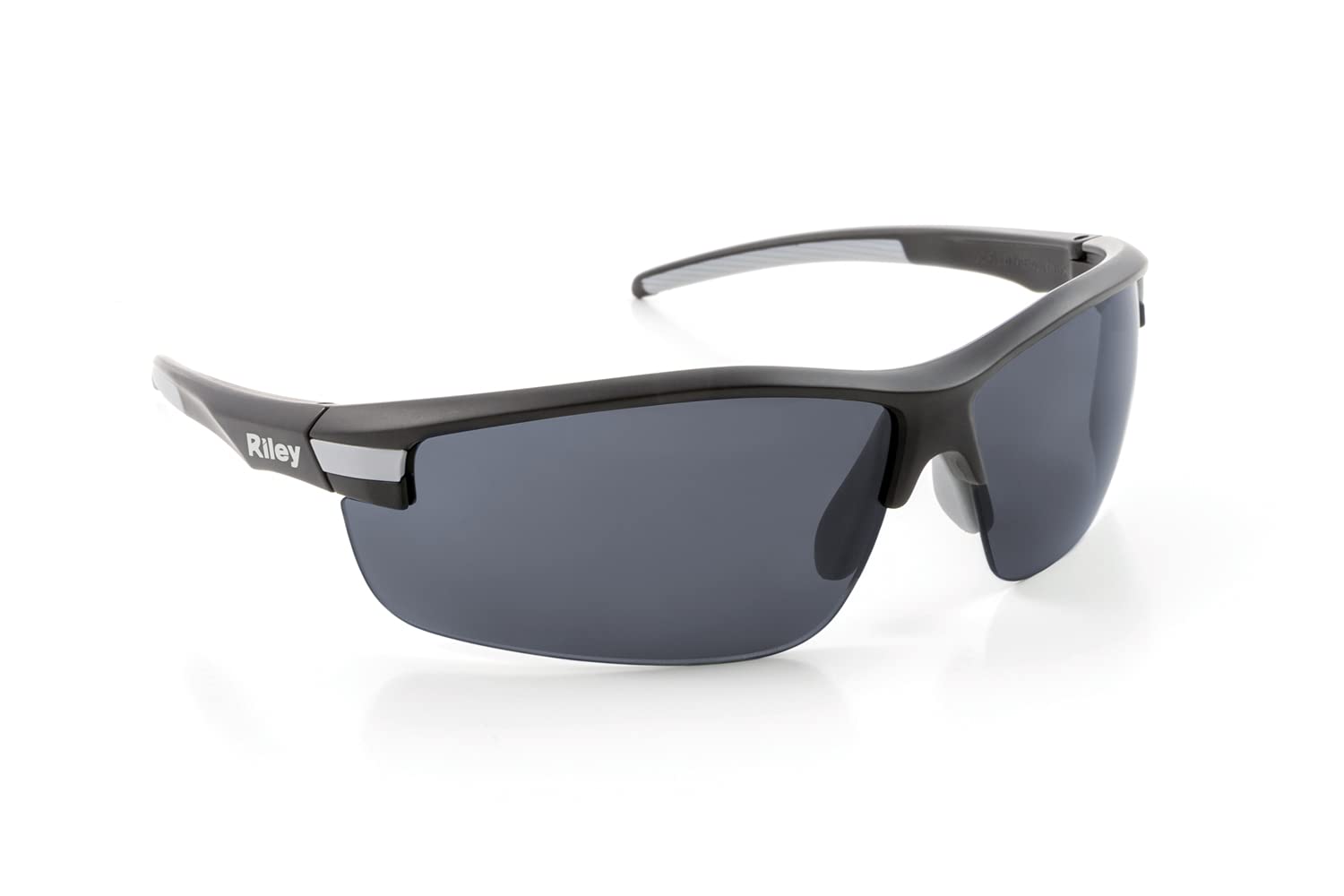 Riley Sisini Sport Style Lightweight Safety Sunglasses Industrial Work and Sport Eyewear with a Soft PVC Nose Bridge (Black, Polarised Lens)