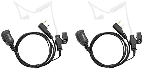 2 Pin Acoustic Tube Headset with PTT Compatible for Baofeng UV-5R BF-888S UV-82 Retevis H-777 RT21 RT22 Kenwood Two Way Radio (2 Pack)