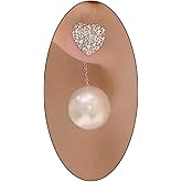 Rhinestone Heart Pearl Dangle Earrings for Women Baroque Layered Crystal Love Pearl Statement Earrings Exquisite Zircon Pearl Earrings Jewelry Gifts