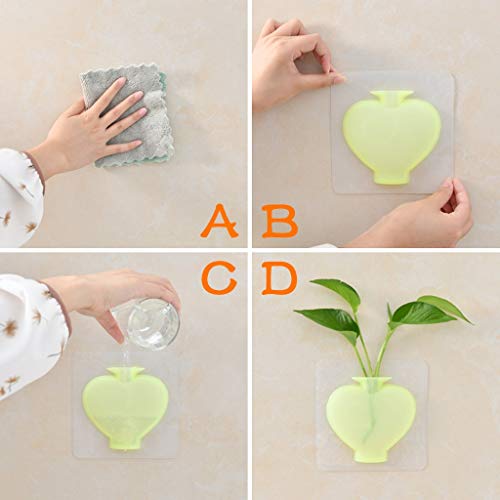 Nesee Silicone Sticky Vase Reusable Wall-Mounted Flower Holder Drilling-Free Hanging Decorative Rubber Vase for Home and Offices Wedding Decoration - Thumbnail 3