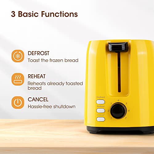 iSiLER 2 Slice Toaster, 1.3 Inches Wide Slot Bagel Toaster with 7 Shade