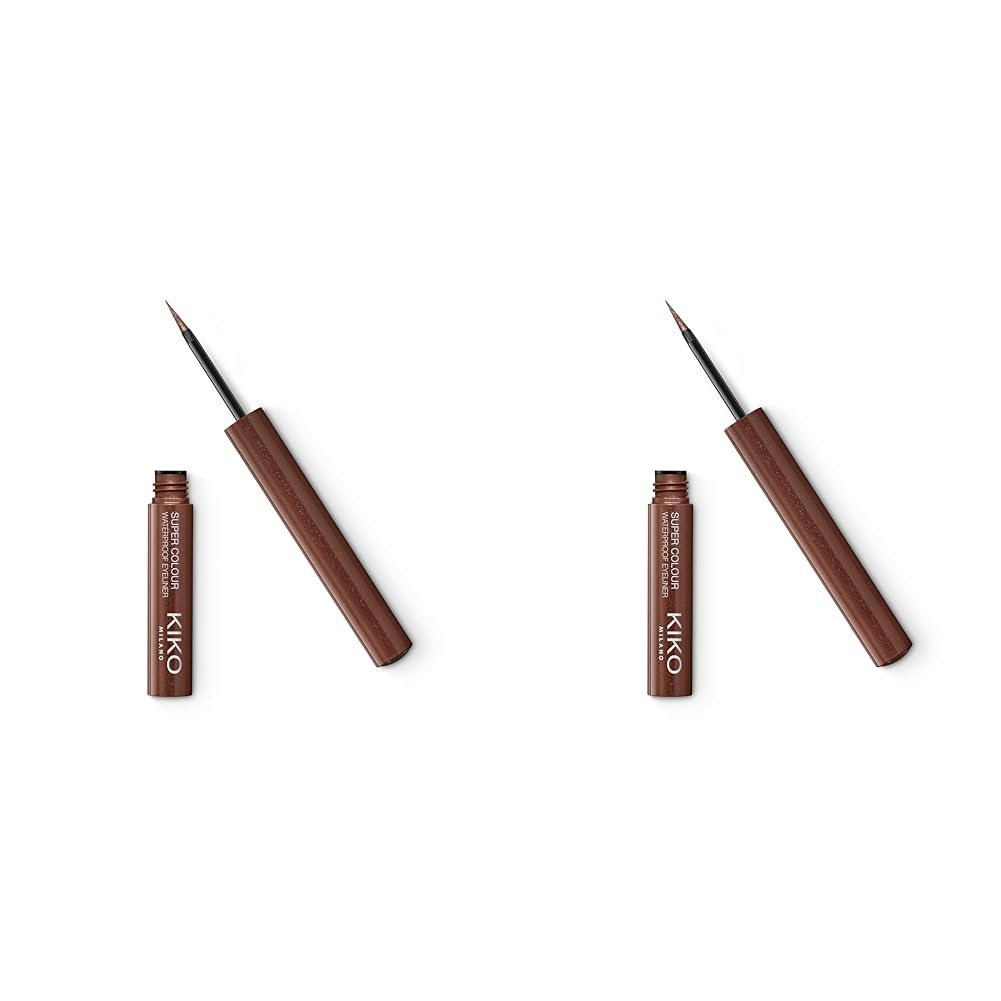 KIKO Milano Super Colour Waterproof Eyeliner 08 | High coverage water-resistant colourful liquid eyeliner (Pack of 2)