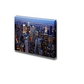 Canvas Prints Wall Art - New York City Night View Beautiful Cityscape | Modern Wall Decor/Home Decoration Stretched Gallery Canvas Wrap Giclee Print & Ready to Hang - 12" x 18"