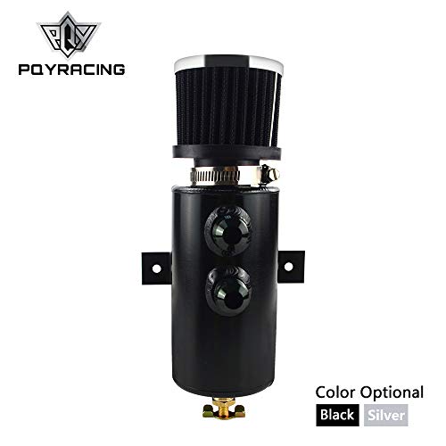 PQYRACING Universal 700ml Aluminum Baffled Oil Catch Tank Can with Breather Filter 10AN 2port