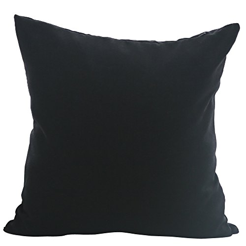 Deconovo Black Faux Linen Hand Made Pillow Case Cushion Cover with Invisible Zipper for Couch 18 x 18 Inch No Pillow Insert