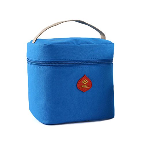 Makaor 1PC Waterproof Portable Picnic Insulated Zipper Storage Box Tote Lunch Bag for Adults, Man Women Work Picnic Container Keep Food and Drinks Cool (Blue)