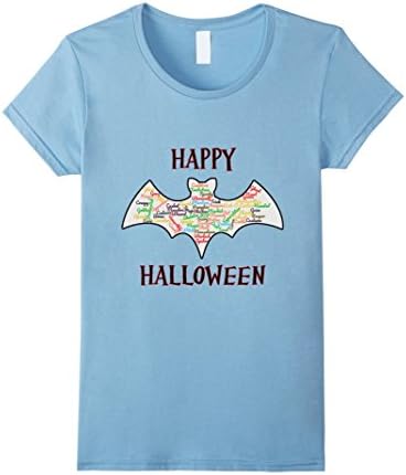 Womens Happy Halloween Bat Word Cloud XL Baby Blue