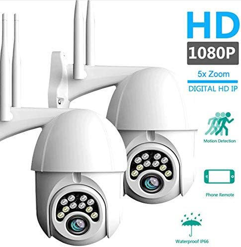 Crbrillar 5X Zoom Security Camera System IP Camera IP66 WiFi Outdoor PTZ Camera 1080P CCTV Camera HD 2-Way Audio IR Cam Night Vision