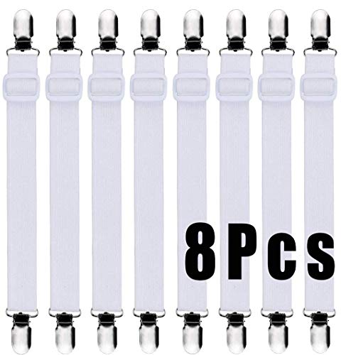 布団クリップ ズレ防止クリップ ベッドシーツクリップ 8本セット シーツ固定 調整でき 30〜129cm loyouve コーナー止め固定 布団 ずれ防止 クリップ ホワイト