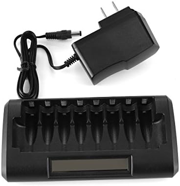 M2cpower 8 Slot/Bay Smart LCD Battery Charger for AA&amp;AAA Ni-MH Ni-Cd Rechargeable Batteries