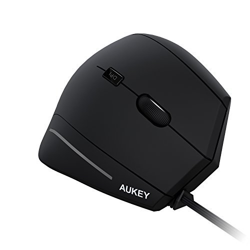AUKEY Ergonomic Mouse, Wired Vertical Mouse with 2 Adjustable DPI Levels 1000 / 1600 and 6 Buttons for Computers