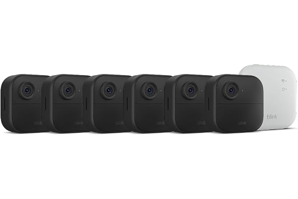 Blink Outdoor 4 XR â€“ two-year battery wireless camera with 4x security coverage, 1000 ft open-air range or 400 ft with typical use â€” 6 camera system